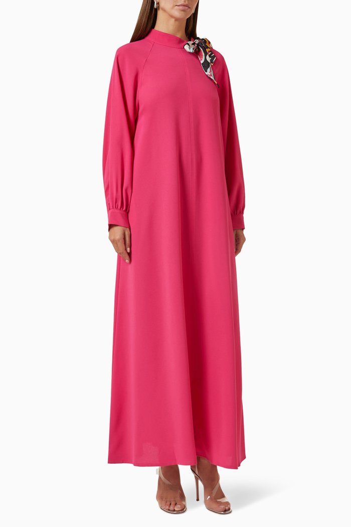 

Bow Maxi Dress in Crepe, Pink