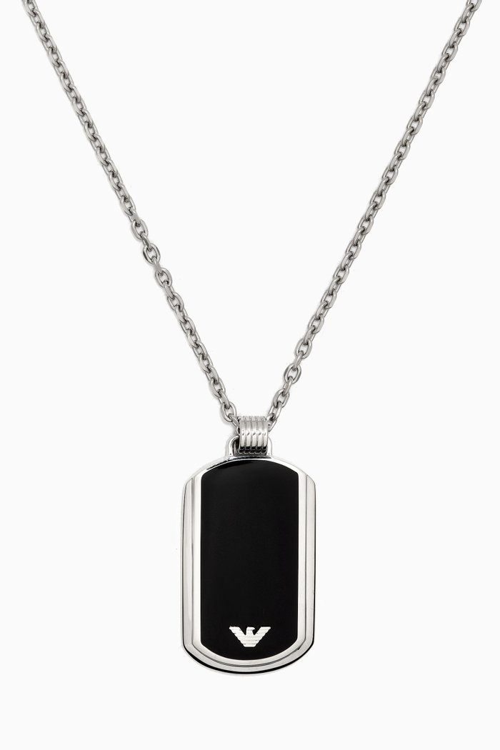 

EA Essential Tag Necklace in Stainless Steel, Black