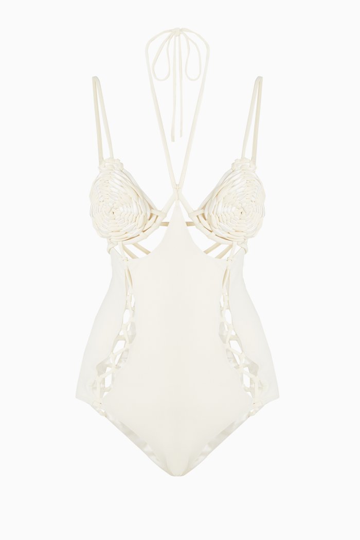 

Spiralweave One-piece Swimsuit, White