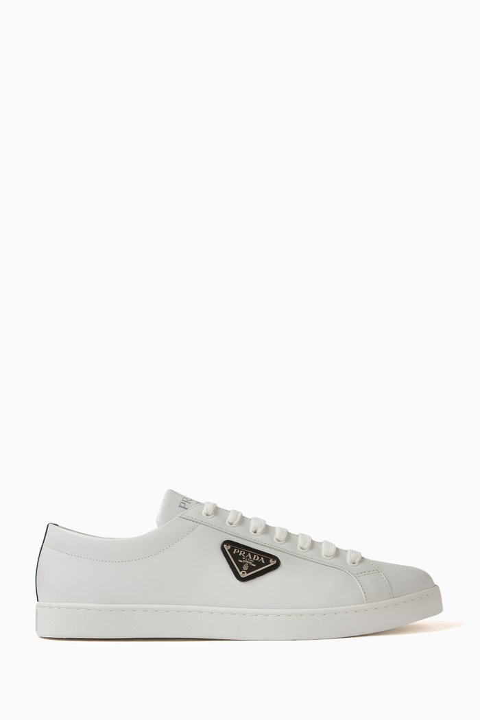 

Logo Sneakers in Brushed Leather, White
