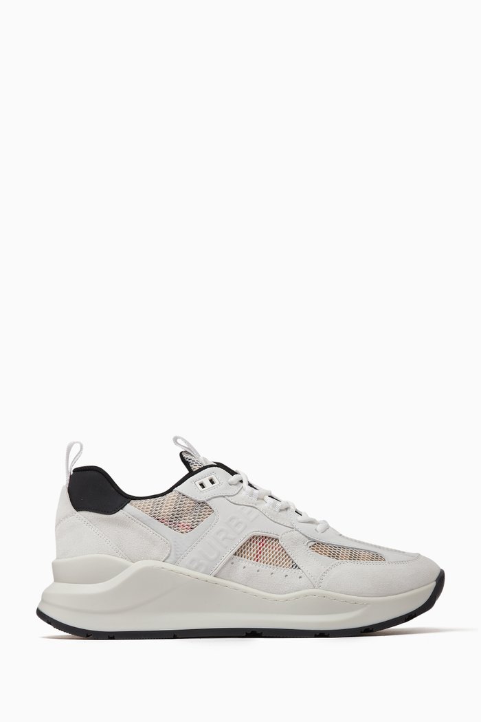 

Vintage Check Sneakers in Leather and Mesh, White