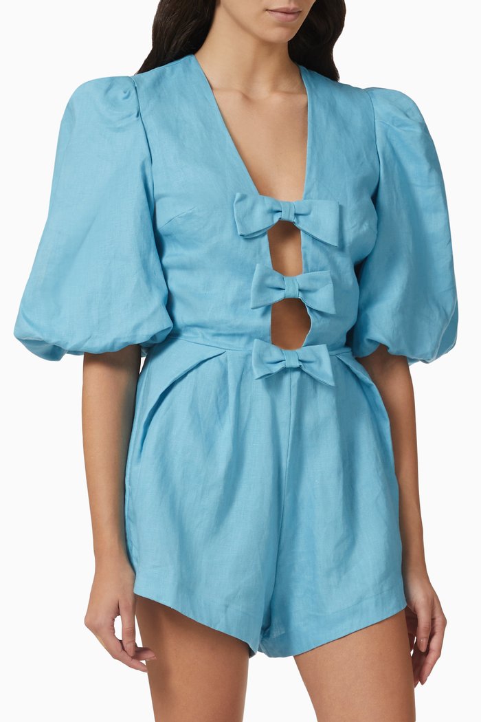 

Fantasy Playsuit in Linen, Blue