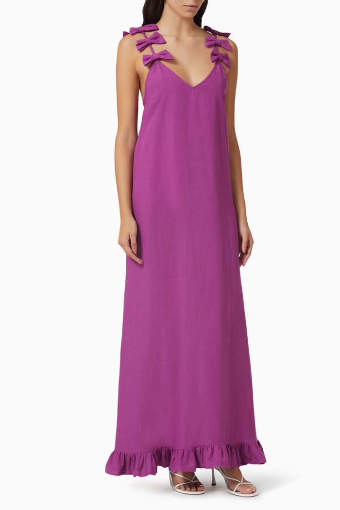 

Fantasy Maxi Dress in Linen, Purple
