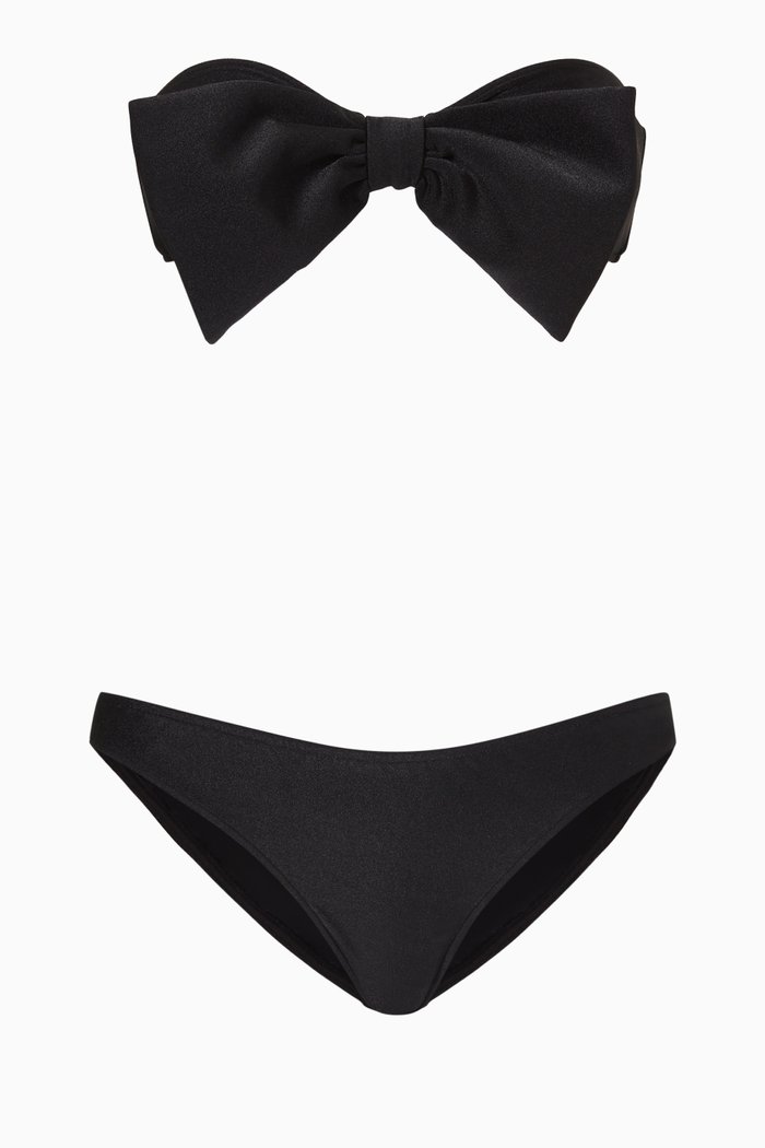 

Bain Couture Strapless Bow Bikini Set, Black