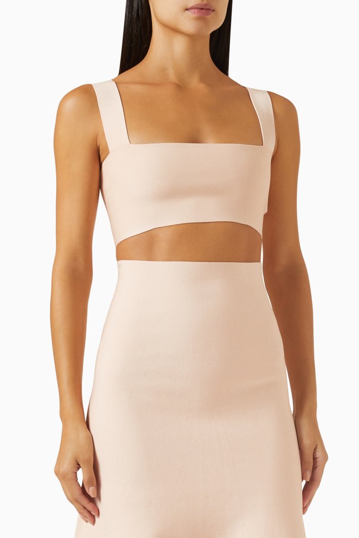 Square-neckline Bandeau Top in Viscose-knit, Pink