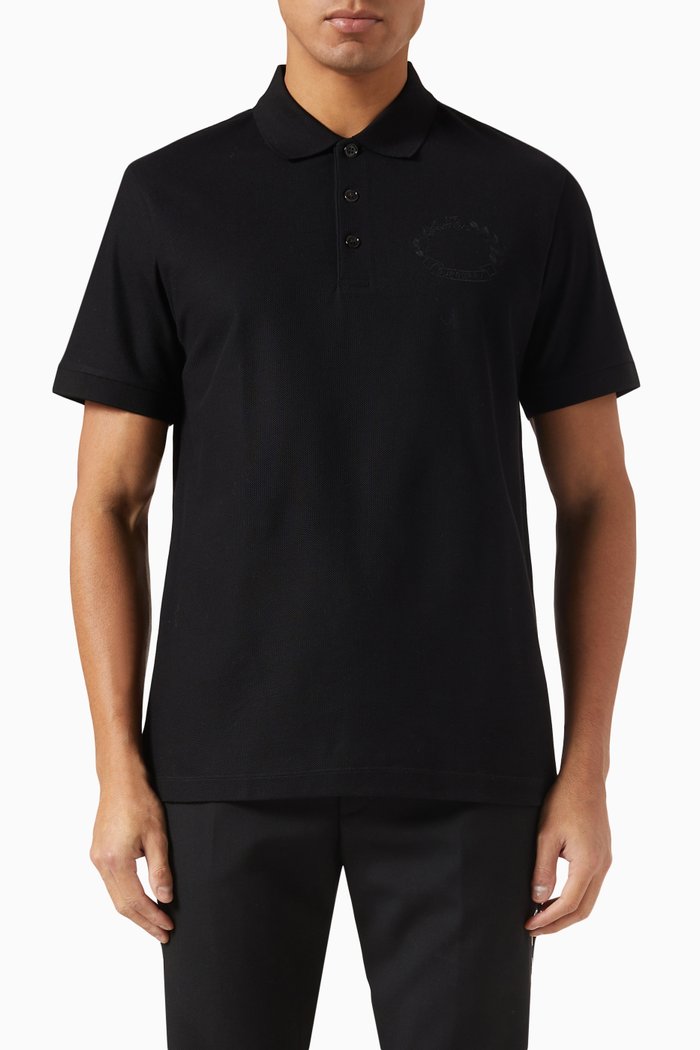 

Walworth Crest Polo Shirt in Cotton, Black