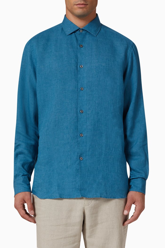 

Relaxed Shirt in Linen, Blue