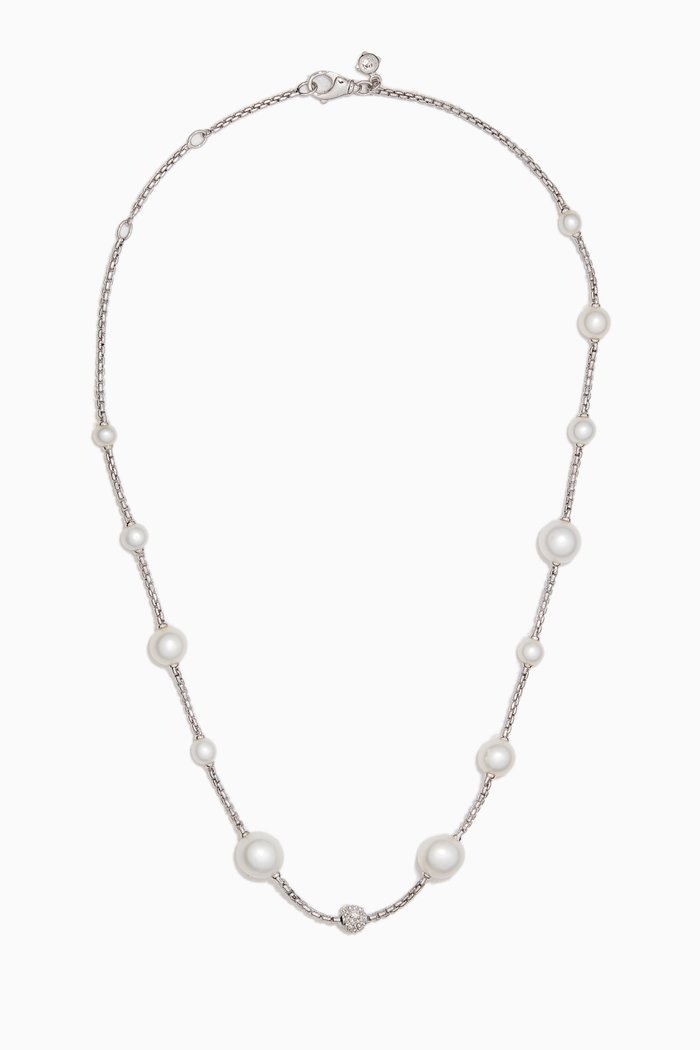 

Pearl & Pavé Diamond Necklace in Sterling Silver
