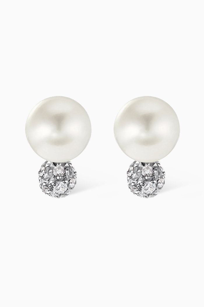 

Solari Pearl & Diamond Stud Earrings in Sterling Silver