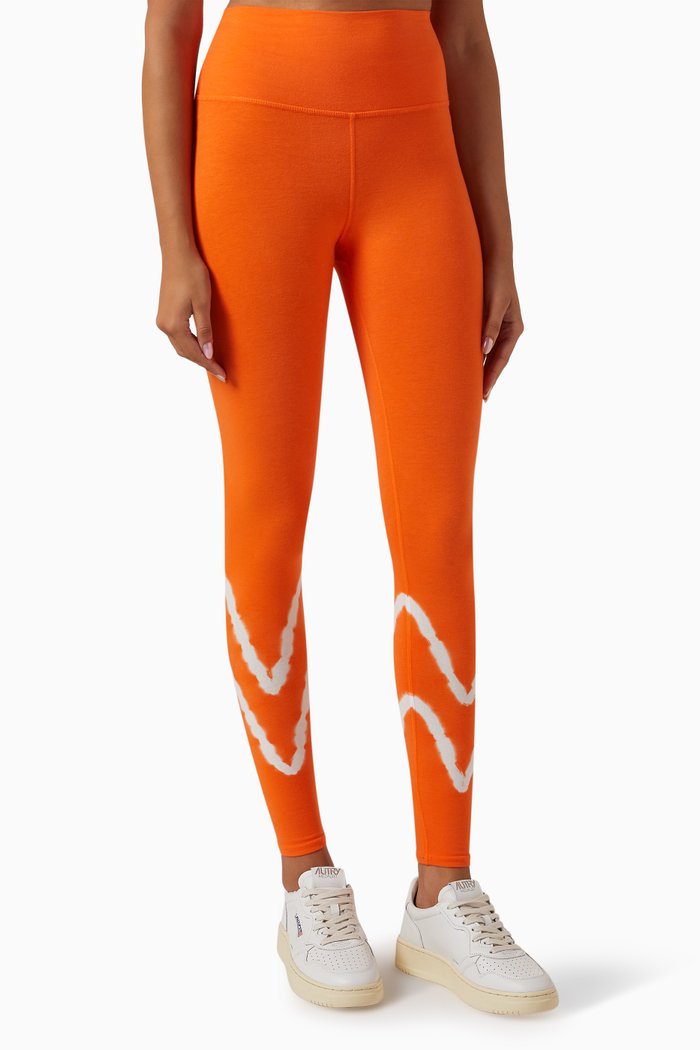 

Sunset High-waist Leggings in Stretch-cotton, Orange