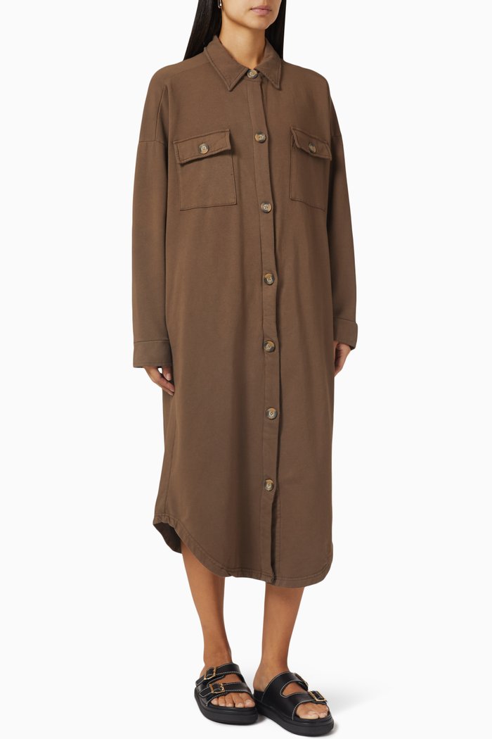 

Hamlin Long Shirt Jacket in Fleece, Brown