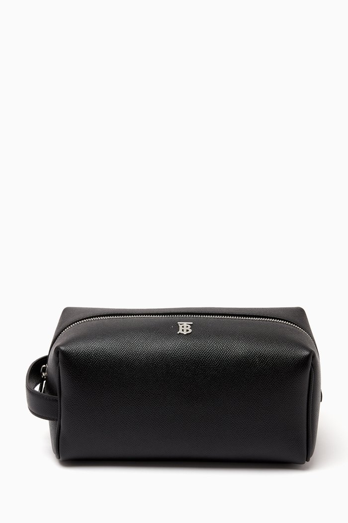 

Washbag in Grained Leather, Black