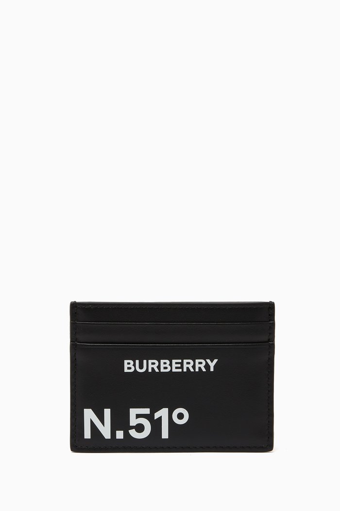 Coordinates Print Card Case in Leather, Black