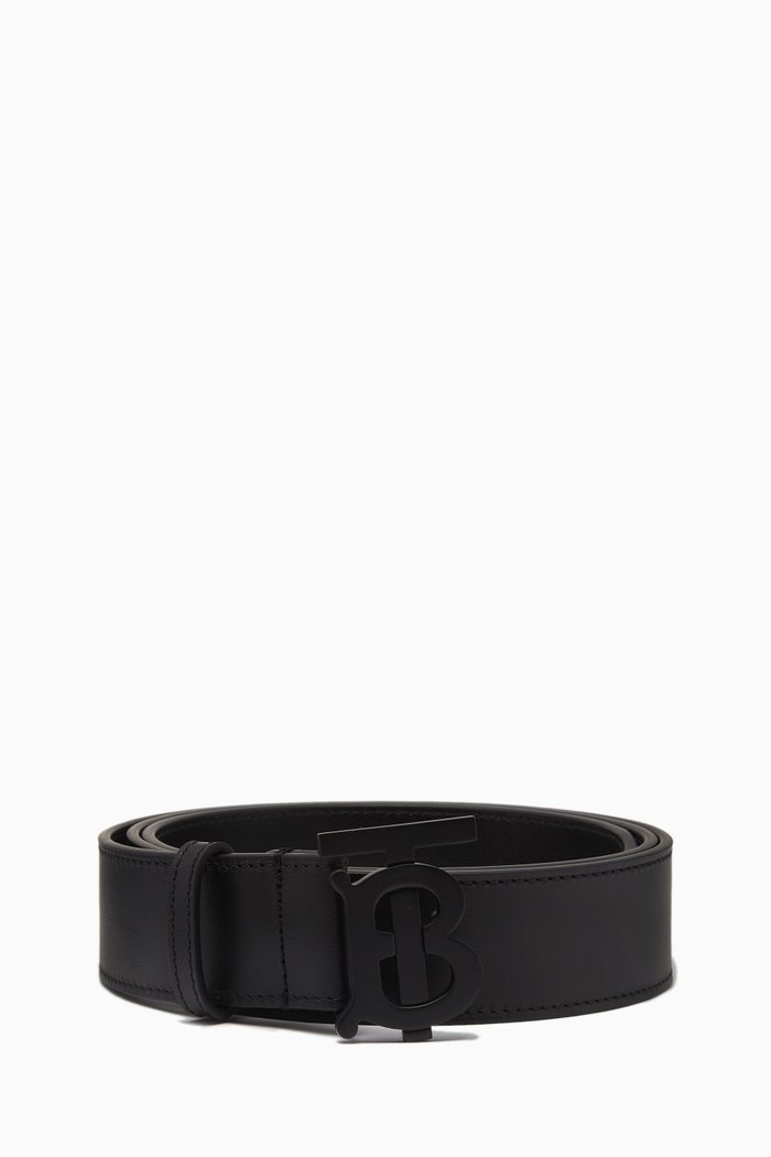 TB Matte Belt in Smooth Leather, Black