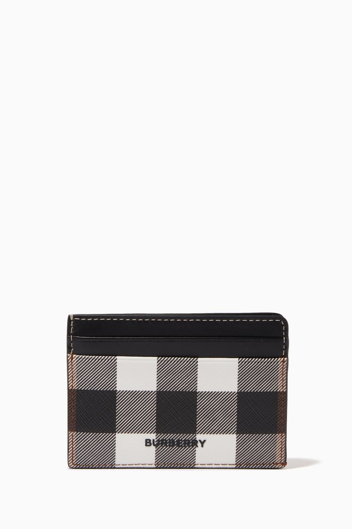 

Card Case in Check E-canvas & Leather, Brown