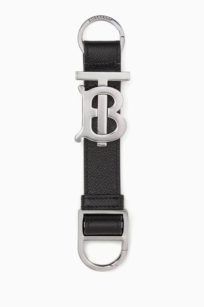 

TB Charm Key Ring in Leather, Black
