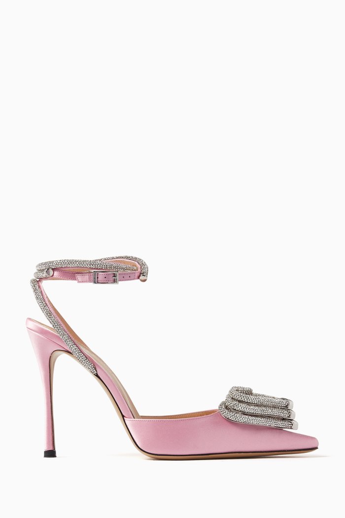 

110 Triple Heart Crystal-embellished Pumps in Satin, Pink
