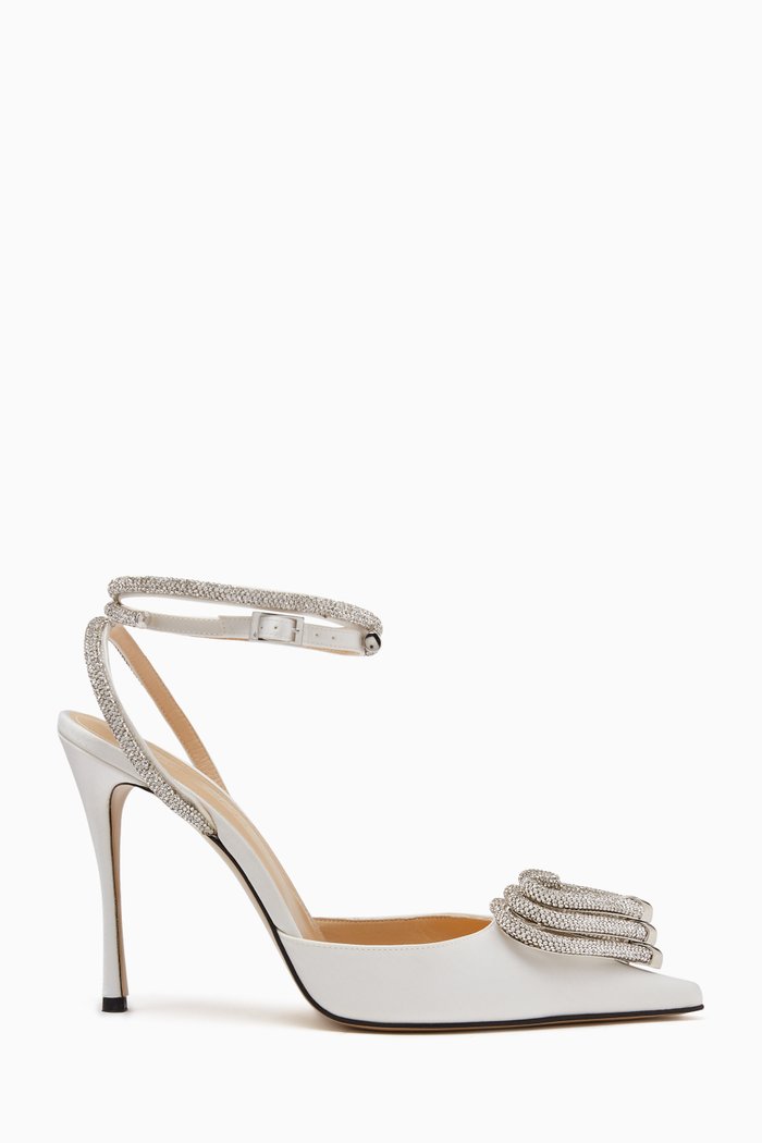 110 Triple Heart Crystal-embellished Pumps in Satin, White