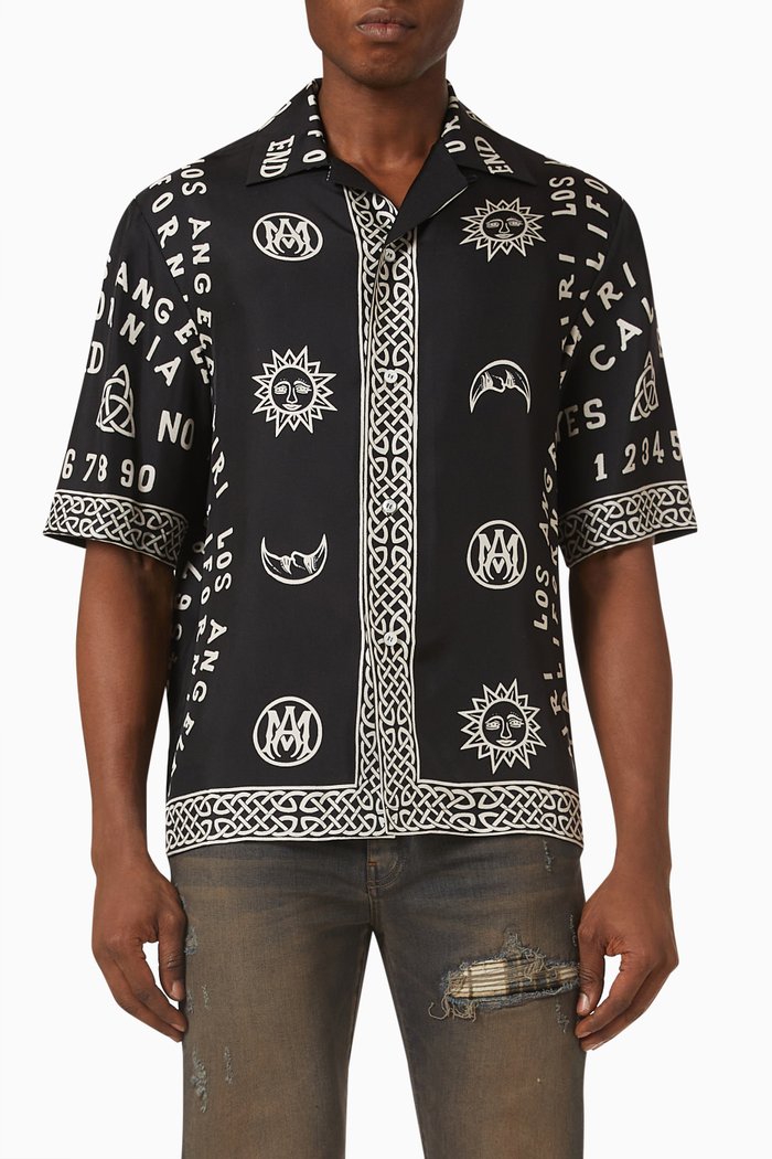 

Ouija Board Bowling Shirt in Silk, Black