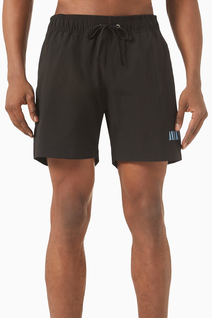 

Core Logo Print Swim Shorts in Polyester Stretch, Black