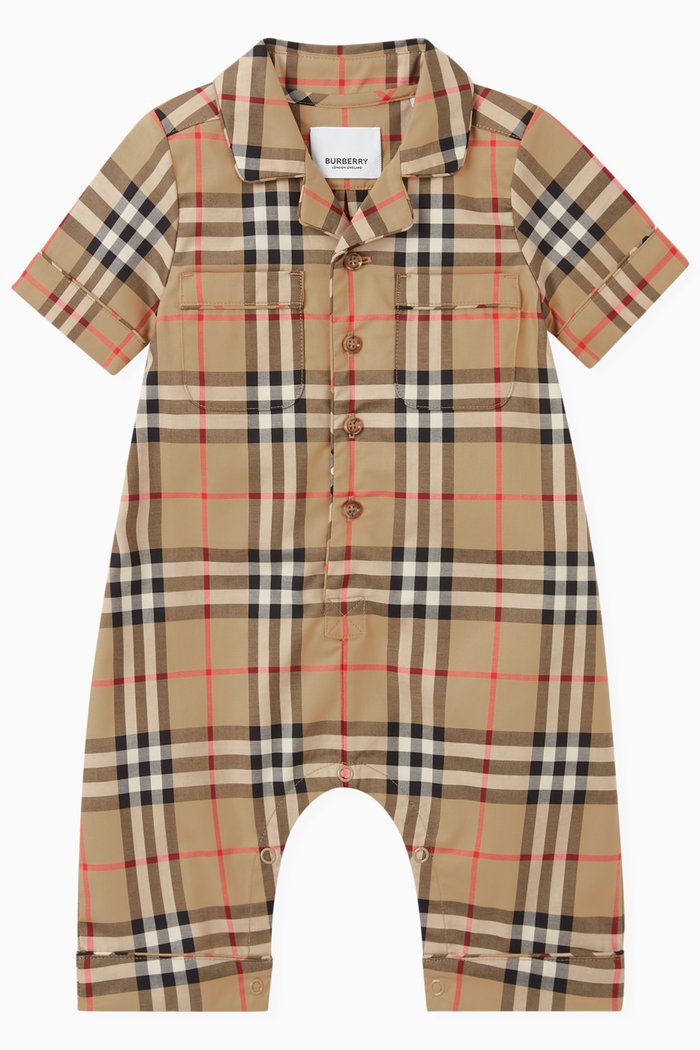 

Andreas Checkered Romper in Cotton, Neutral