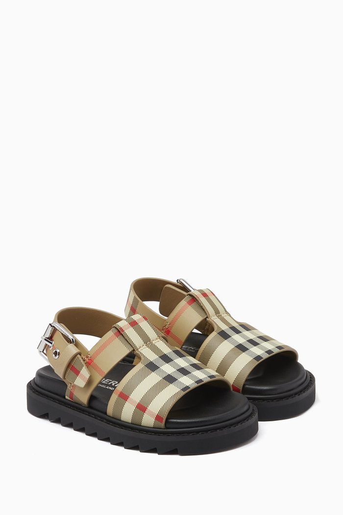 

Vintage Check Buckled Sandals in Leather, Neutral