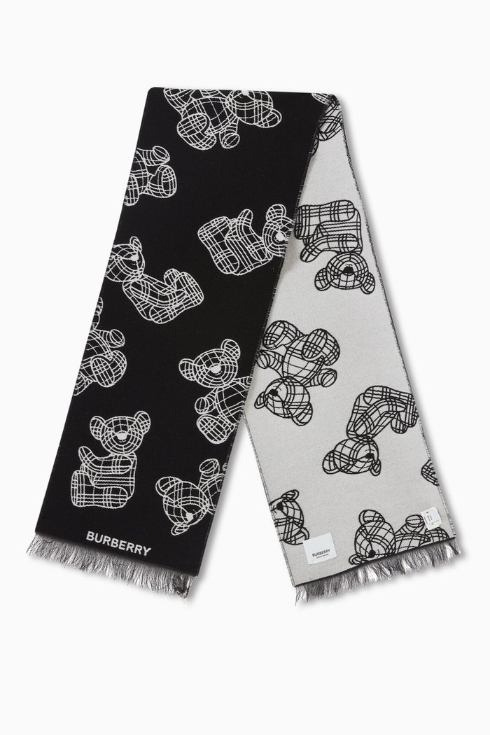 

Bear-printed Scarf, White