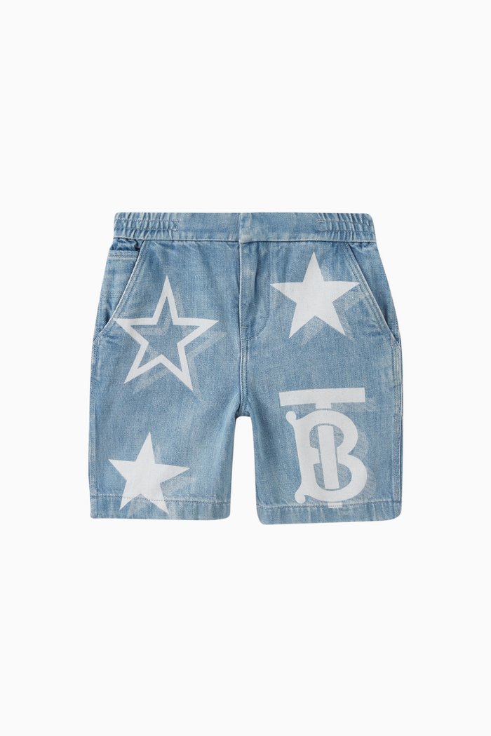 

Star Logo Denim Shorts in Cotton, Blue