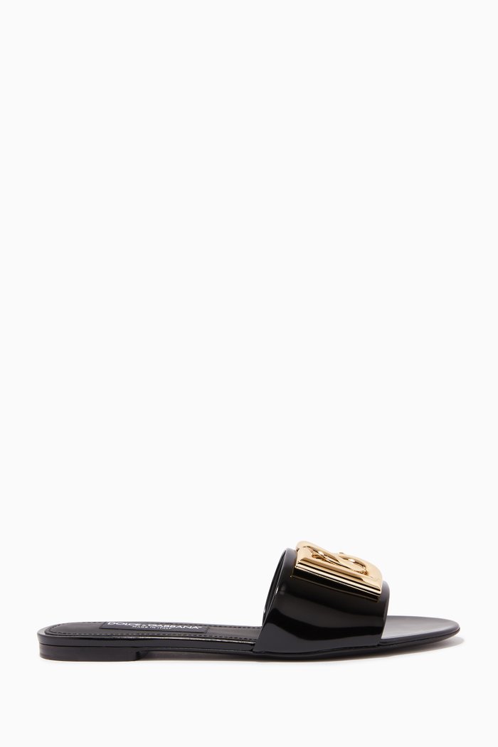 

Bianca Flat Slides in Patent-Leather, Black