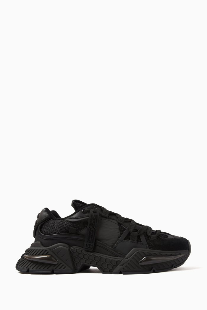 Airmaster Low-top Sneaker in Suede, Nappa & Rubber, Black
