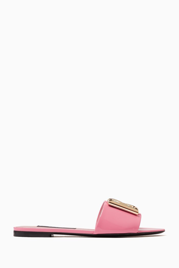 

Bianca DG Logo Slides in Patent Leather, Pink