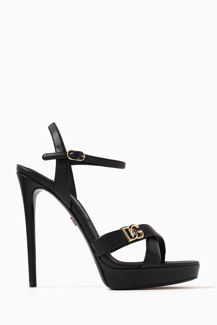 

Keira 105 Criss-cross Platform Sandals in Leather, Black