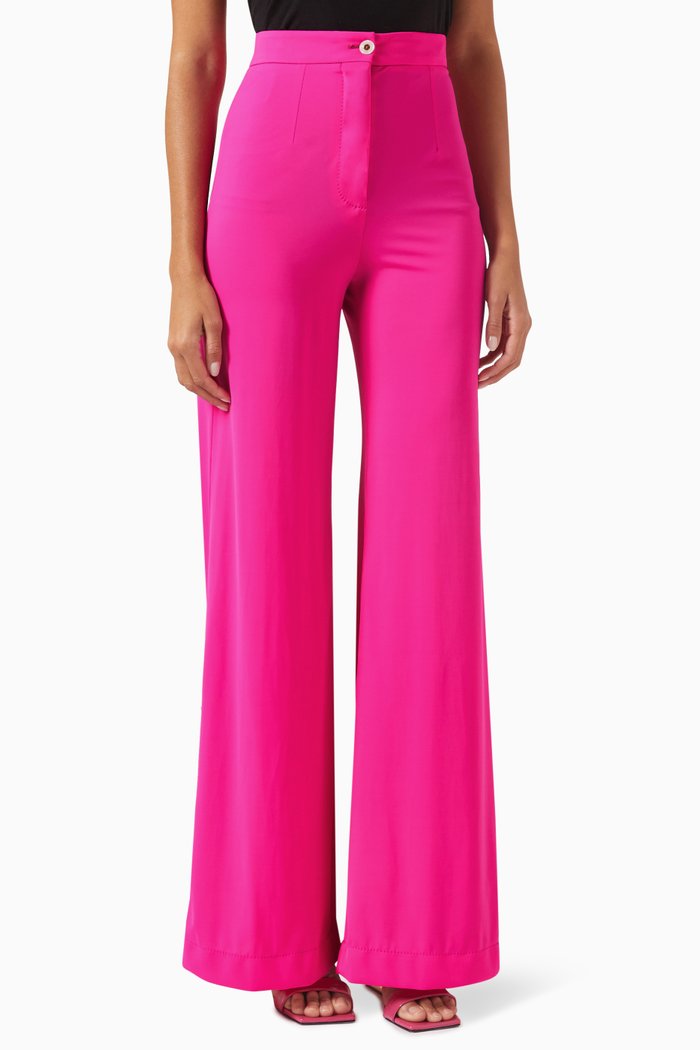 

High-rise Wide-leg Pants in Stretch-jersey, Pink
