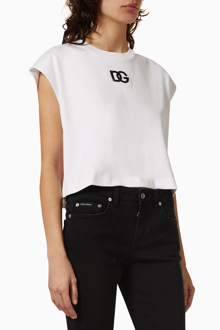 

Cropped Logo T-shirt in Jersey, White