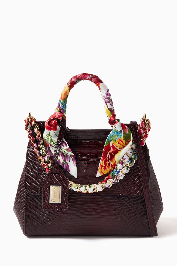 

Small Miss Sicily Top Handle Bag in Dauphine Leather, Red