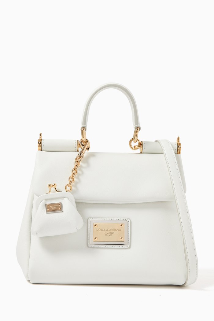 Small Miss Sicily Soft Bag in Calfskin, White
