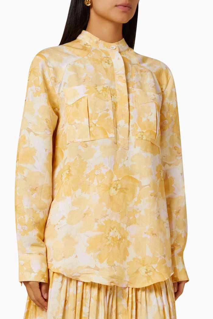 

Matilda Shirt in Linen Blend, Yellow