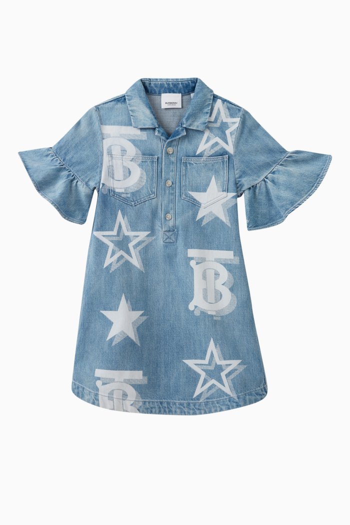

Blair Star Denim Dress in Cotton, Blue