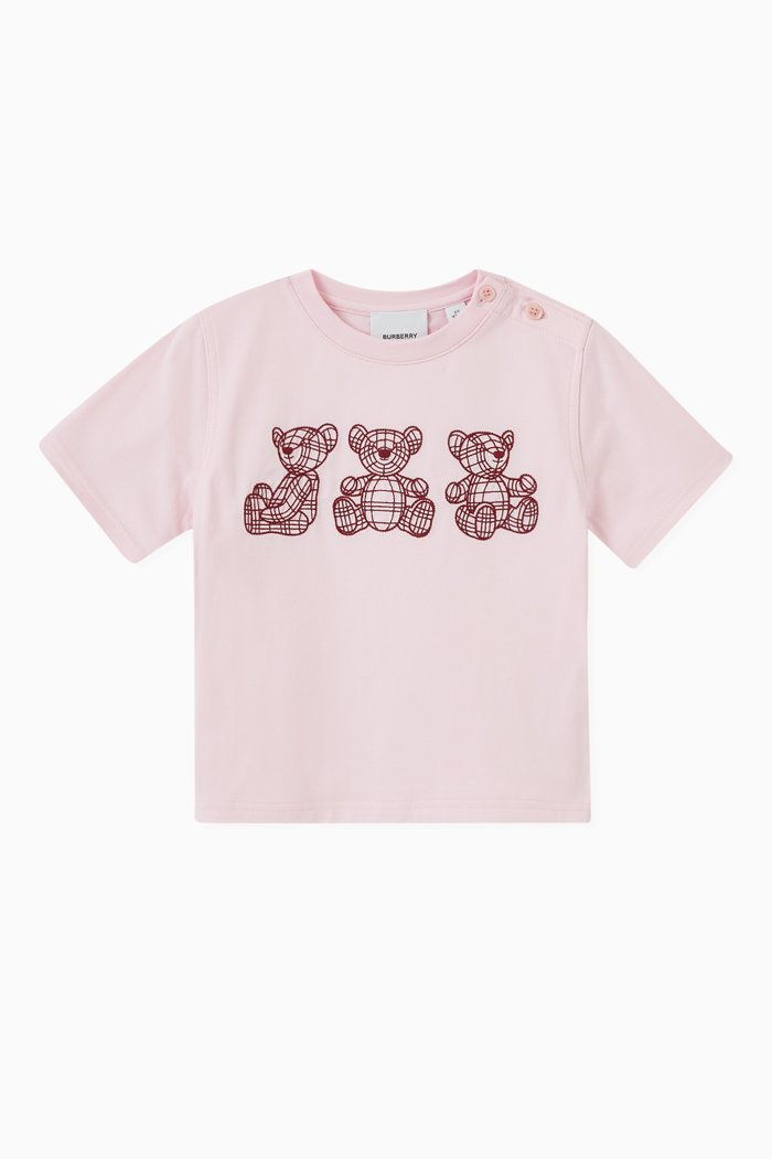

Thomas Bear Trio Embroidered T-shirt in Cotton, Pink