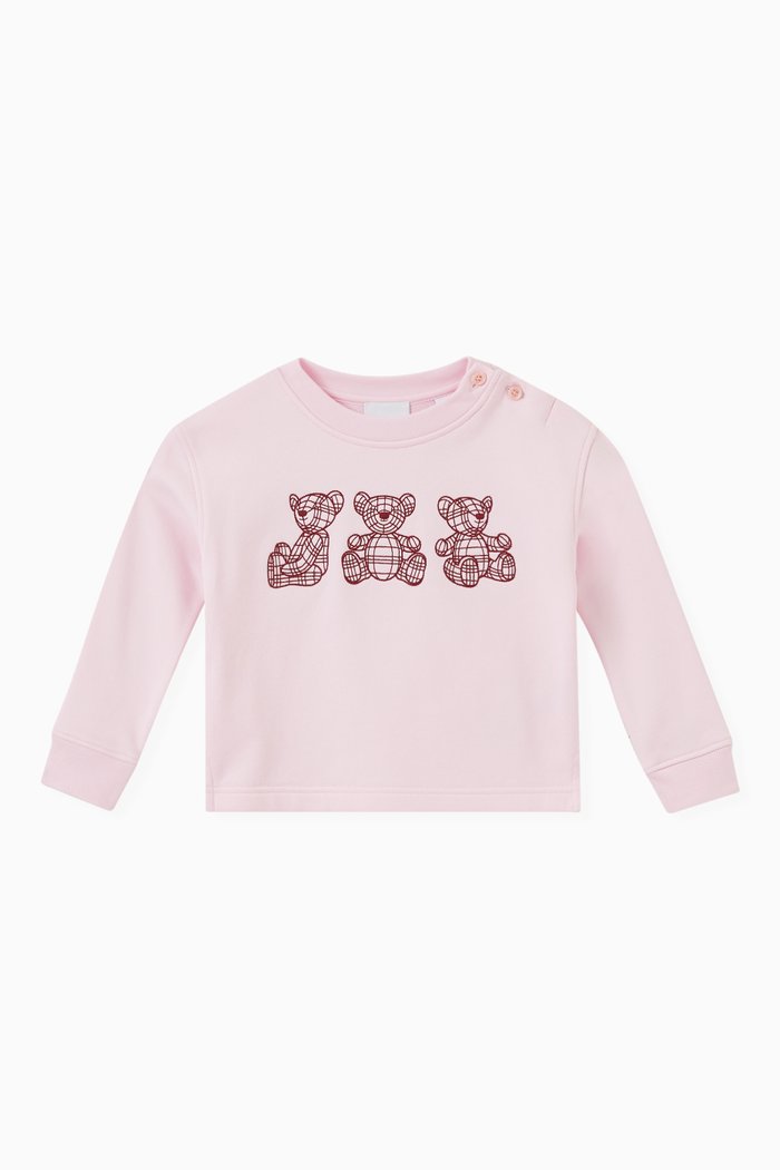 

Thomas Bear Trio Embroidered Sweatshirt in Cotton, Pink