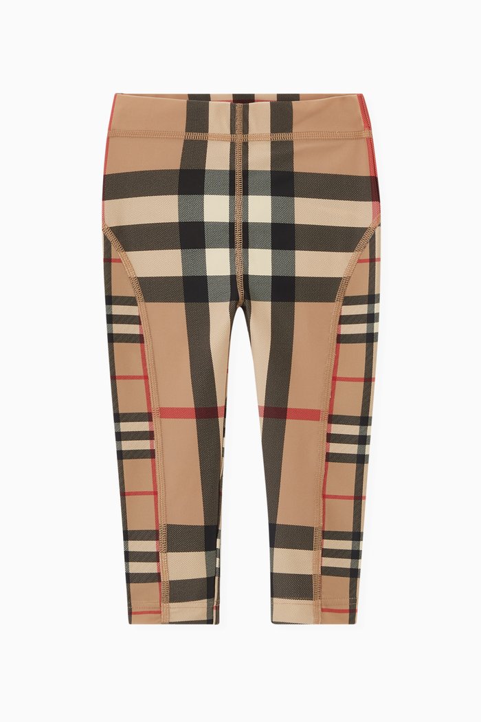 

Isabella Contrast Check Print Leggings in Nylon, Neutral