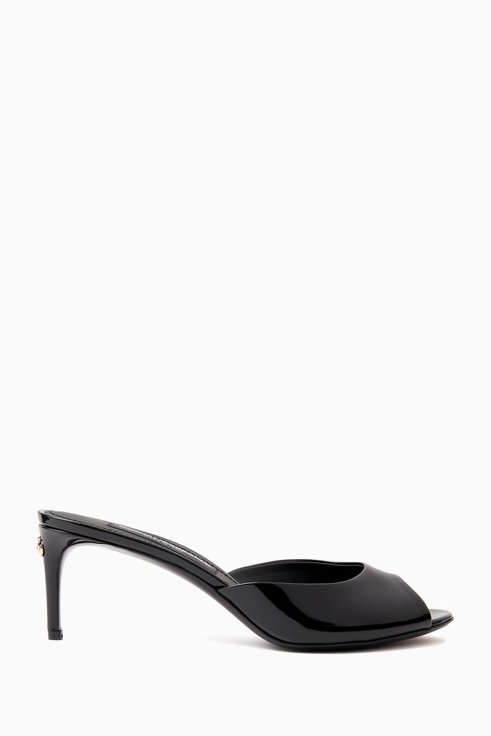 

Keira 85 Mules with DG in Patent Leather, Black