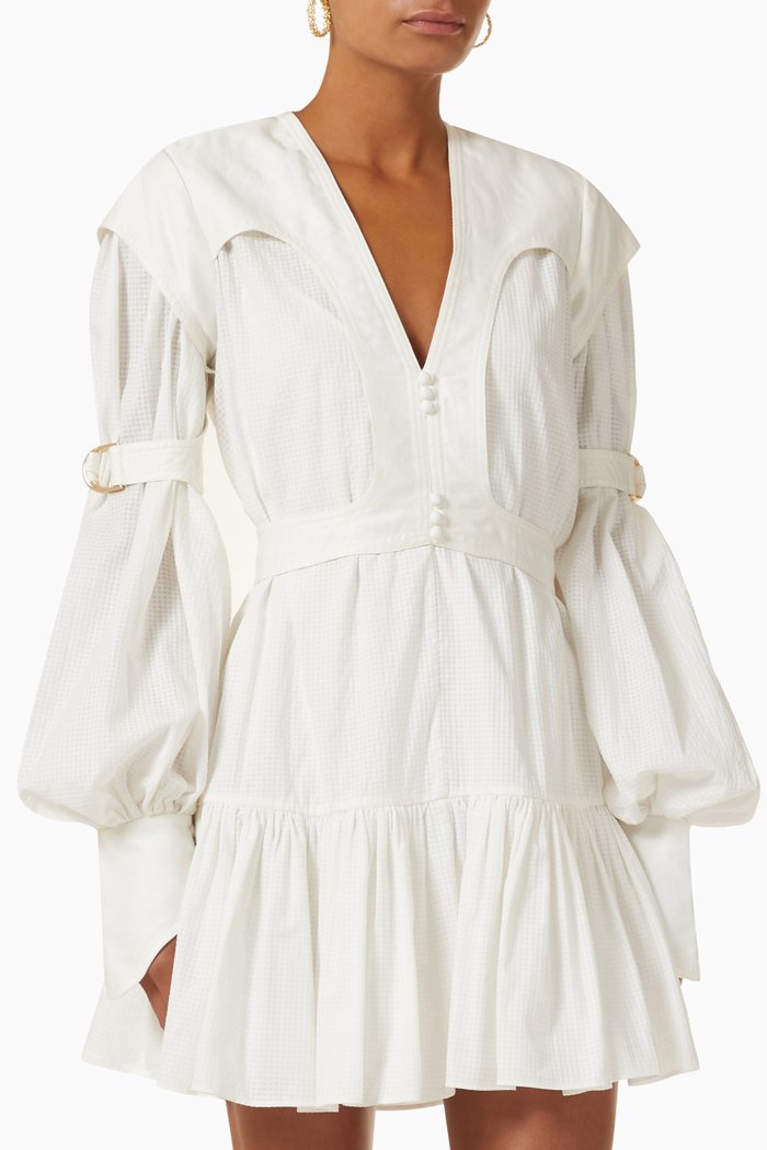 Wilmslow Mini Dress in Cotton-blend, White