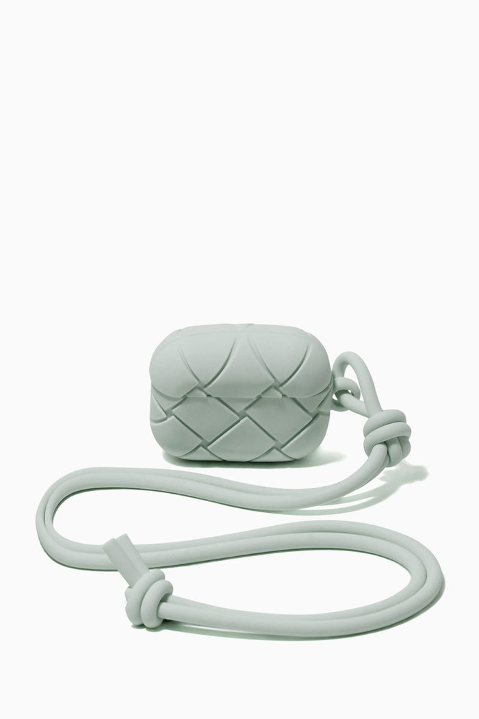 AirPods Pro Case in Intrecciato Rubber, Green
