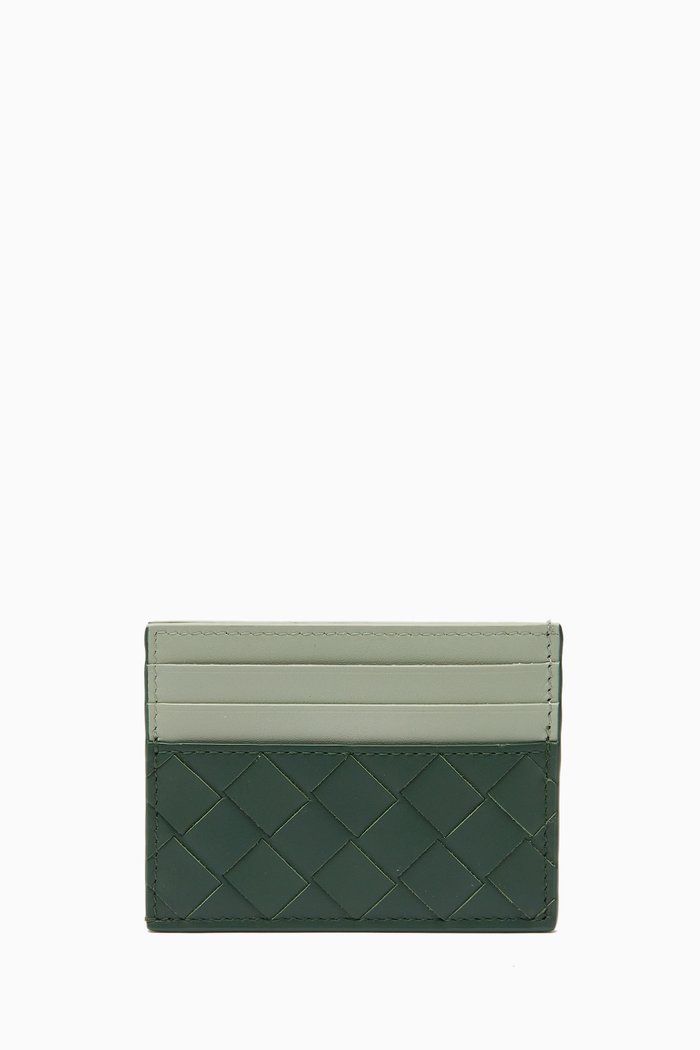 

Card Case in Intrecciato Calfskin, Green