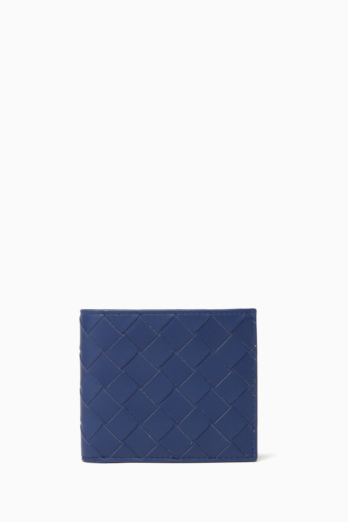 

Bi-fold Wallet in Intrecciato Calfskin, Blue