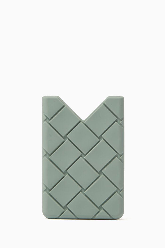 

Card Case in Intreccio Rubber Silicone, Green