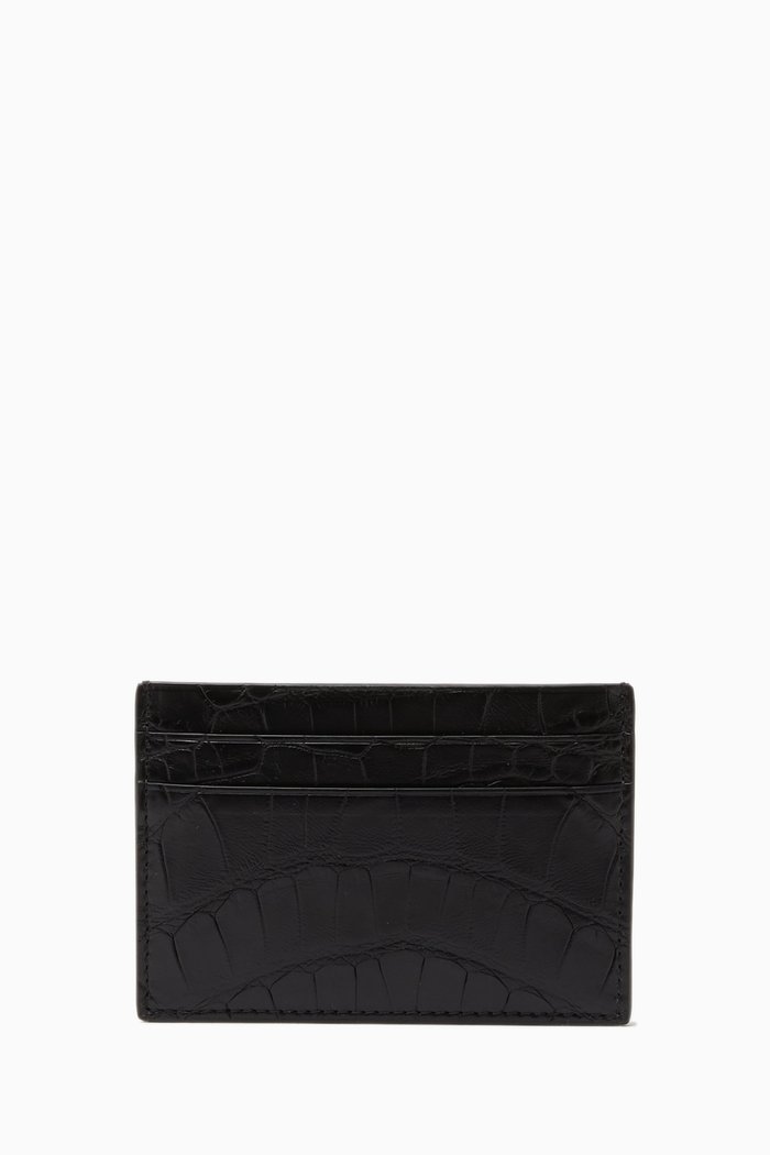 

Card Case in Crocodile Leather, Black