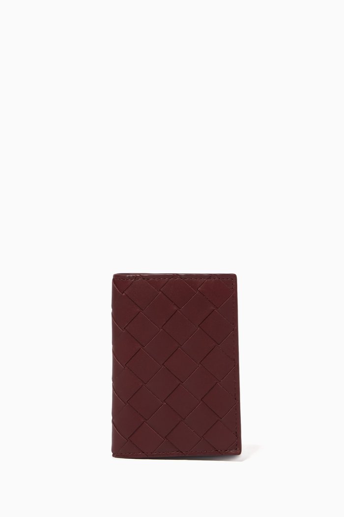 

Bi-fold Card Case in Intrecciato Calfskin, Burgundy