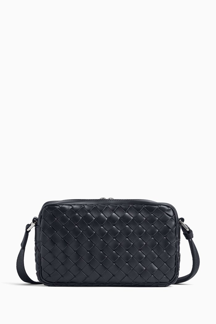 

Small Camera Bag in Intrecciato Leather, Blue
